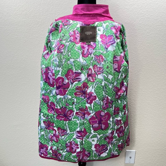 Pink Trench Coat Mid Jacket Tailored Blazer Spring Summer Floral Print Tweed Y2K - Picture 15 of 17